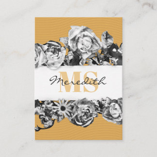 Customisable Name Gold Roses Chic Monogram Luxury Business Card