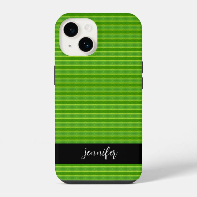 Customisable name Green leaf pattern iPhone Case (Back)