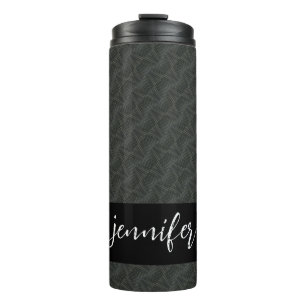 Customisable name Grey steel seamless pattern Thermal Tumbler