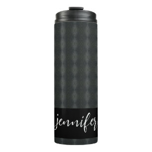 Customisable name Grey steel seamless pattern Thermal Tumbler