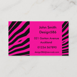 Customisable name Hot Pink zebra print  Business Business Card
