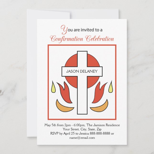 Customisable Name Invitation, Cross Fire Confirmat Invitation (Front)