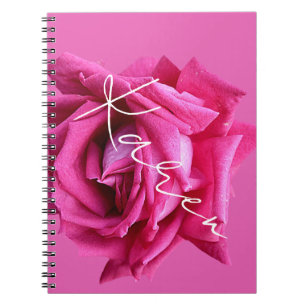 Customisable name Karen hot pink rose floral  Notebook