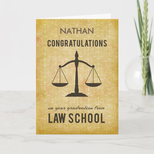 Customisable Name, Law School Graduation Congratul Card (Front)