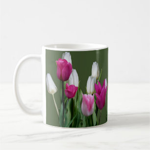 Customisable name Lizzie white tulip flowers green Coffee Mug