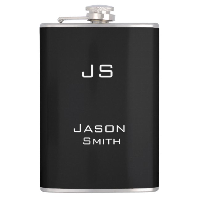 Customisable name, minimalistic initials hip flask (Front)