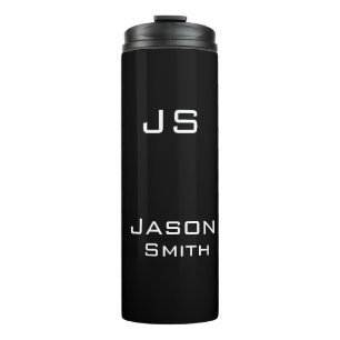 Customisable name, minimalistic initials thermal tumbler