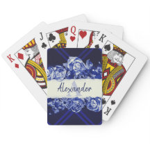 Customisable Name Navy Roses Stylish Chic Monogram