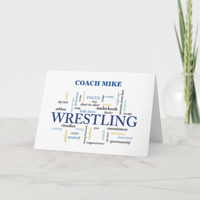 Customisable Name Navy Wrestling Coach Thank You (Front)