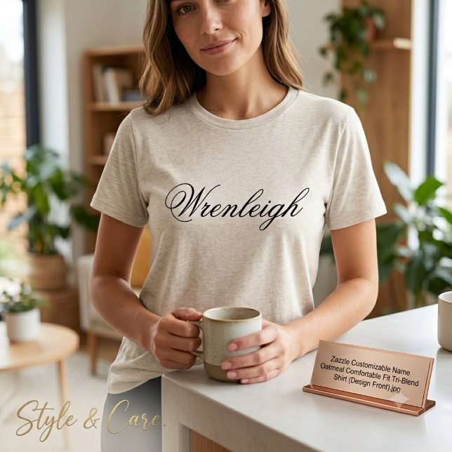Customisable Name Oatmeal Comfortable Fit Tri-Blend Shirt (Customizable Name Oatmeal Comfortable Fit Tri-Blend Shirt)
