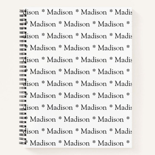 Customisable name pattern black white recipe noteb notebook (Front)