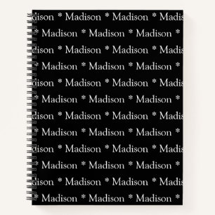 Customisable name pattern black white recipe notebook
