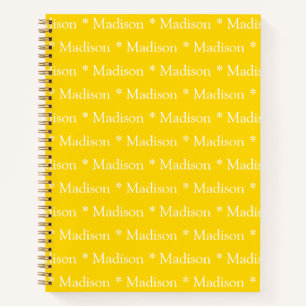 Customisable name pattern golden yellow recipe notebook