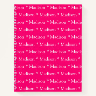 Customisable name pattern hot pink recipe notebook