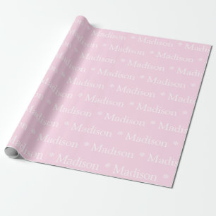 Customisable name pattern light pink white gift wrapping paper