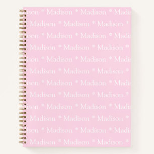 Customisable name pattern pink recipe notebook