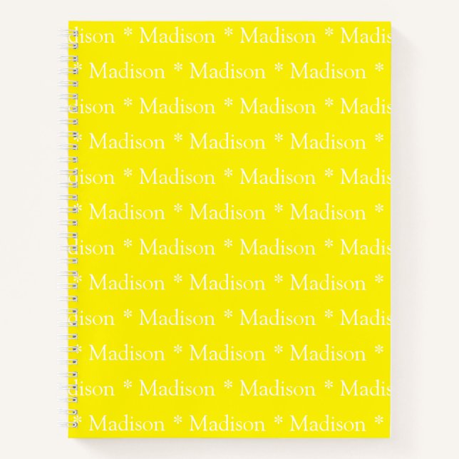 Customisable name pattern yellow recipe notebook (Front)