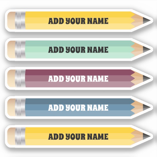 Customisable Name Pencil Sticker Custom-Cut Vinyl (Front)