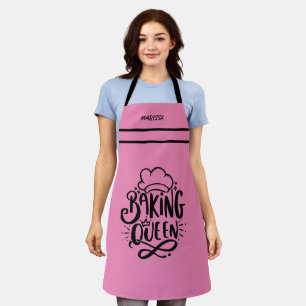 Customisable Name Pink  Baking Queen Typography  Apron