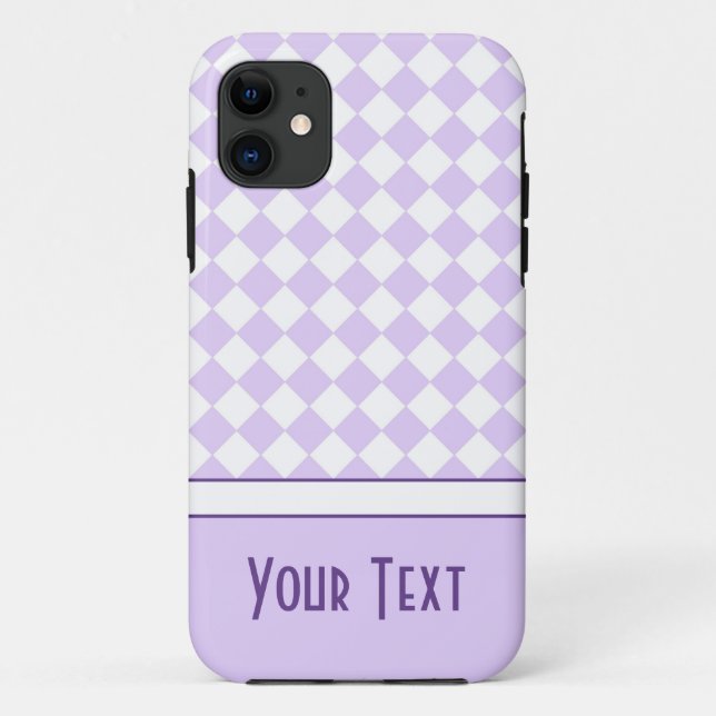 Customisable Name Purple Diamond Chequered Case-Mate iPhone Case (Back)