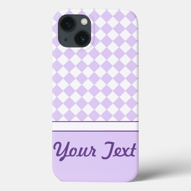 Customisable Name Purple Diamond Chequered pattern Case-Mate iPhone Case (Back)