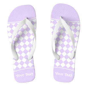 Customisable Name Purple Diamond Chequered pattern Jandals