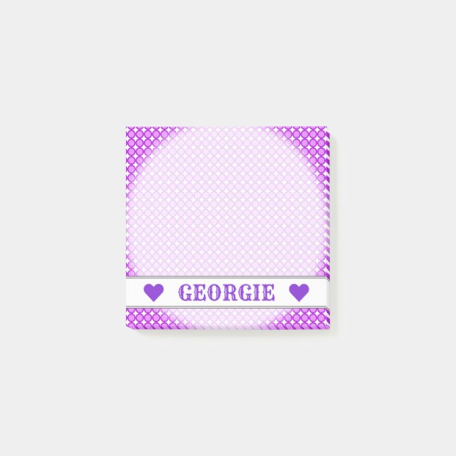 Customisable Name - Purple Dots/Circles Pattern Post-it Notes (Front)