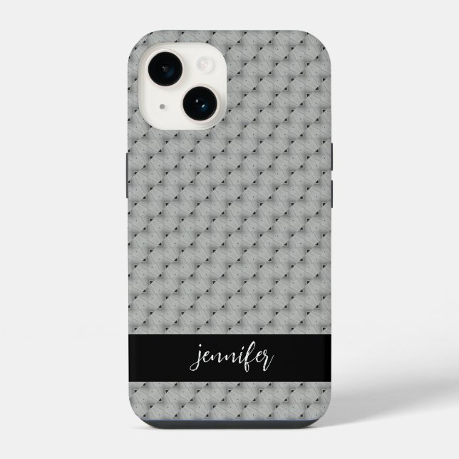 Customisable name Seamless grey pattern iPhone Case (Back)