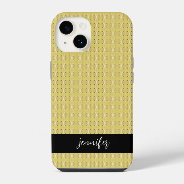 Customisable name Seamless lemon pattern iPhone Case (Back)