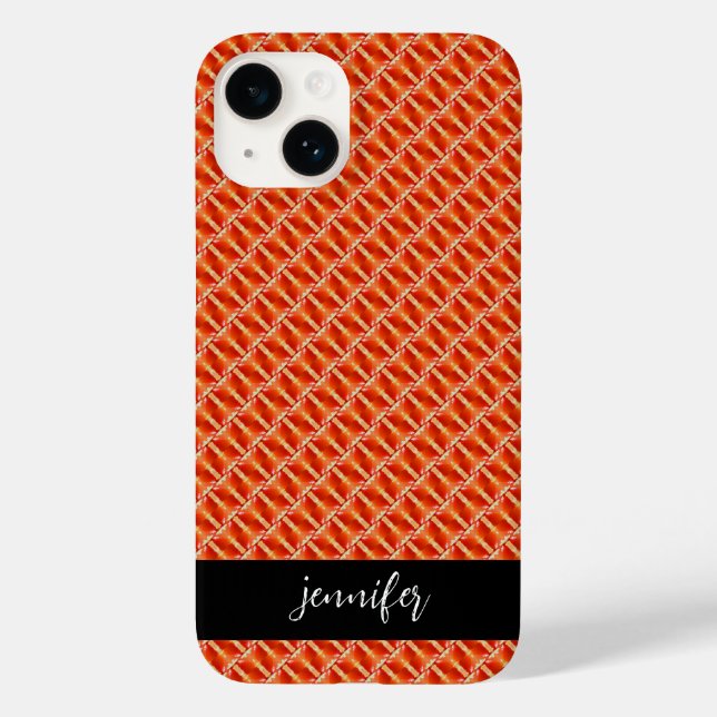 Customisable name Seamless orange pattern Case-Mate iPhone Case (Back)