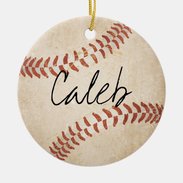 Customisable Name Signature Baseball Ornament (Front)