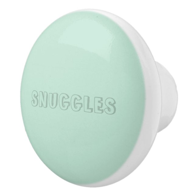 Customisable name "Snuggles" seafoam mint green Ceramic Knob (Right)