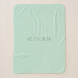 Customisable name "Snuggles" seafoam mint green Sherpa Blanket