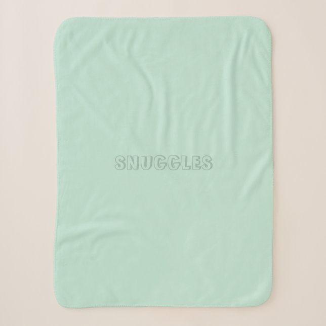 Customisable name "Snuggles" seafoam mint green Sherpa Blanket (Front)