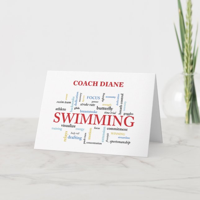 Customisable Name Swimming Coach Thank You In Word (Front)