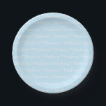 Customisable name, text, light blue white paper plate<br><div class="desc">Customisable name,  text,  light blue white Paper Plates</div>