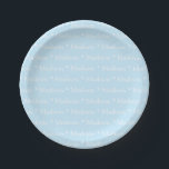 Customisable name, text, light blue white paper plate<br><div class="desc">Customisable name,  text,  light blue white Paper Plates</div>