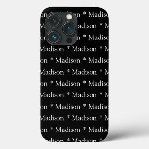 Customisable name, text, pattern black white iPhone 13 pro case