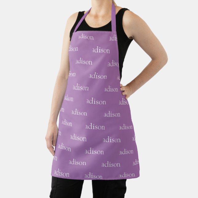 Customisable name, text, pattern lavender white apron (Insitu)