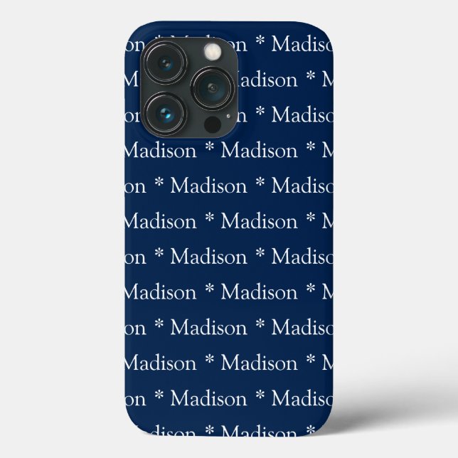 Customisable name, text, pattern navy blue white Case-Mate iPhone case (Back)