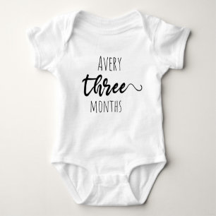 customisable name three months baby bodysuit