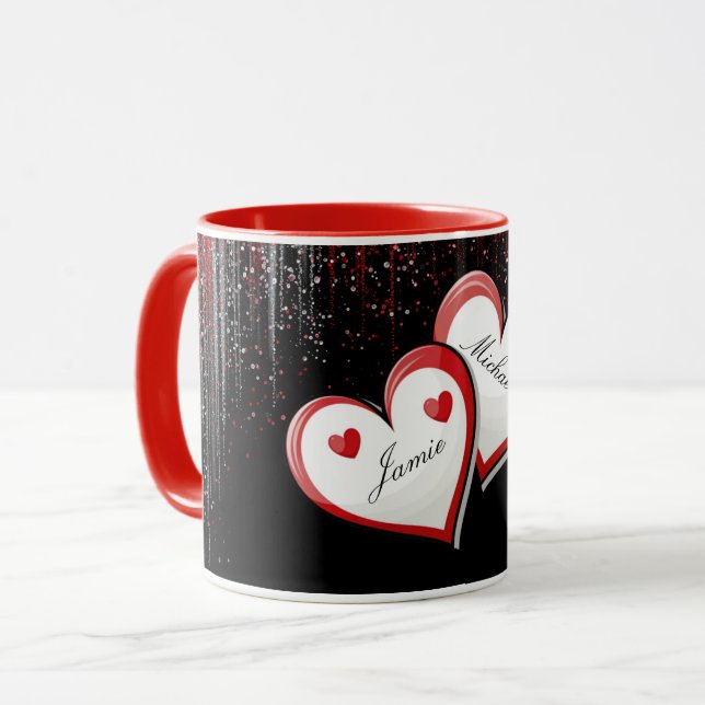 Customisable Name Valentine's Day Hearts Mug (Front Left)