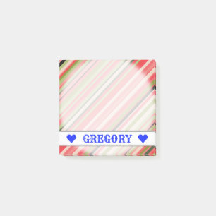 Customisable Name - Watermelon-Inspired Stripes Post-it Notes