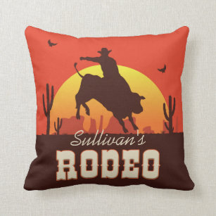 Customisable NAME Western Cowboy Bull Rider Rodeo Cushion