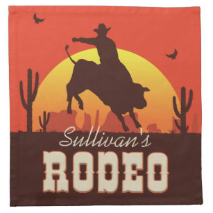 Customisable NAME Western Cowboy Bull Rider Rodeo Napkin