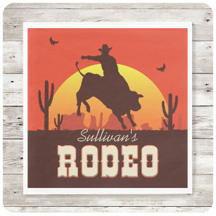 Customisable NAME Western Cowboy Bull Rider Rodeo Napkin