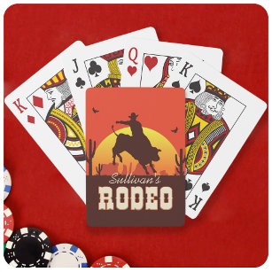 Customisable NAME Western Cowboy Bull Rider Rodeo Playing Cards