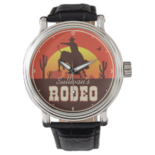 Customisable NAME Western Cowboy Bull Rider Rodeo  Watch