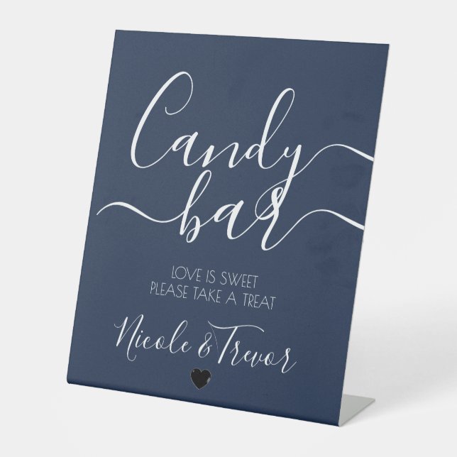 Customisable Navy Blue Candy Bar Pedestal Sign (Front)