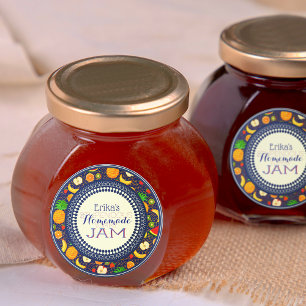 Customisable Navy Blue Fruits Homemade Yummy Jam